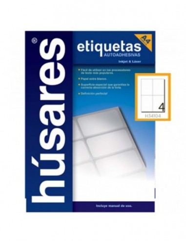 Etiquetas Autoadhesivas Húsares A4 x 100 | H34101
