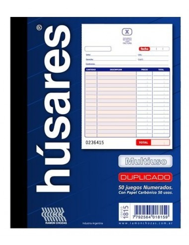Talonario Húsares Multiuso Duplicado | 15x18